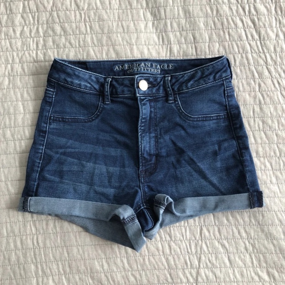 AE Sky High Shortie Denim Shorts
